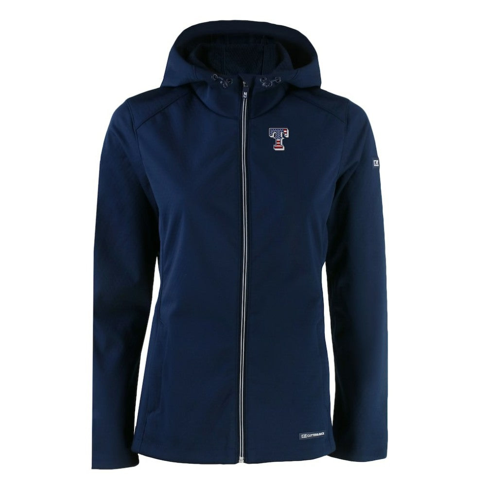 Texas Rangers Cutter & Buck Women's Evoke Eco Softshell Recycled Full-Zip Jacket - Navy