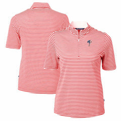 Philadelphia Phillies Cutter & Buck Women's Virtue Eco Pique Stripe Recycled Quarter-Zip Pullover Top - Red