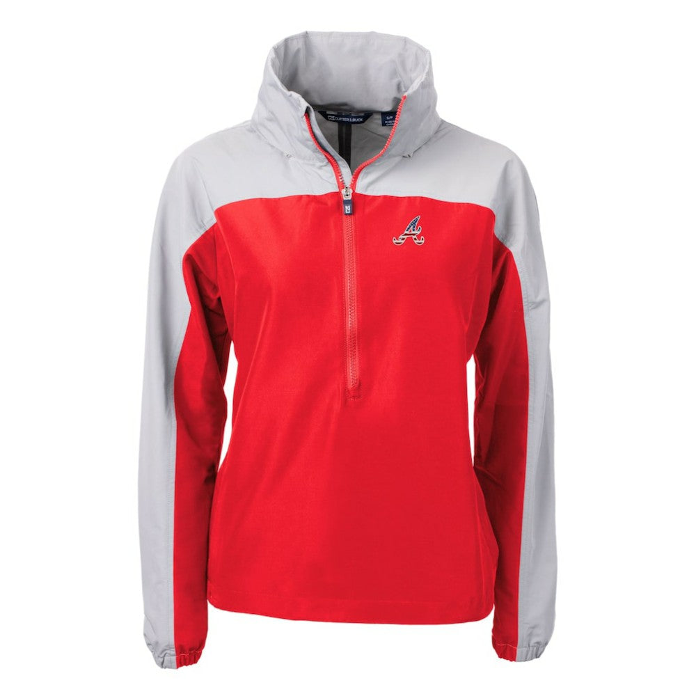 Atlanta Braves Cutter & Buck Women's Charter Eco Recycled Anorak Jacket - Red/Gray