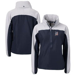 Detroit Tigers Cutter & Buck Women's Charter Eco Recycled Anorak Jacket - Navy/Gray