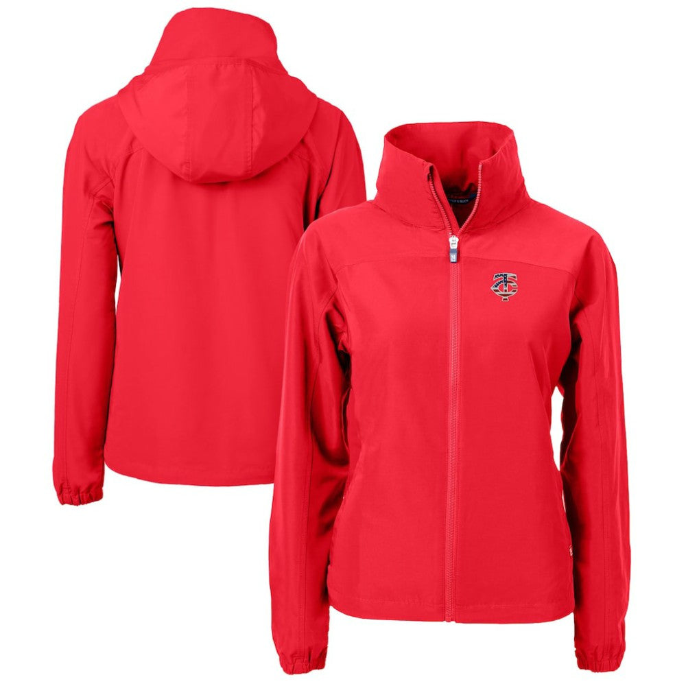 Minnesota Twins Cutter & Buck Women's Charter Eco Recycled Full-Zip Jacket - Red