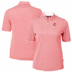 Cincinnati Reds Cutter & Buck Women's Virtue Eco Pique Stripe Top - Red