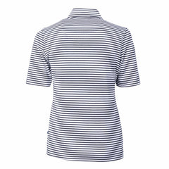 Milwaukee Brewers Cutter & Buck Women's Virtue Eco Pique Stripe Top - Navy