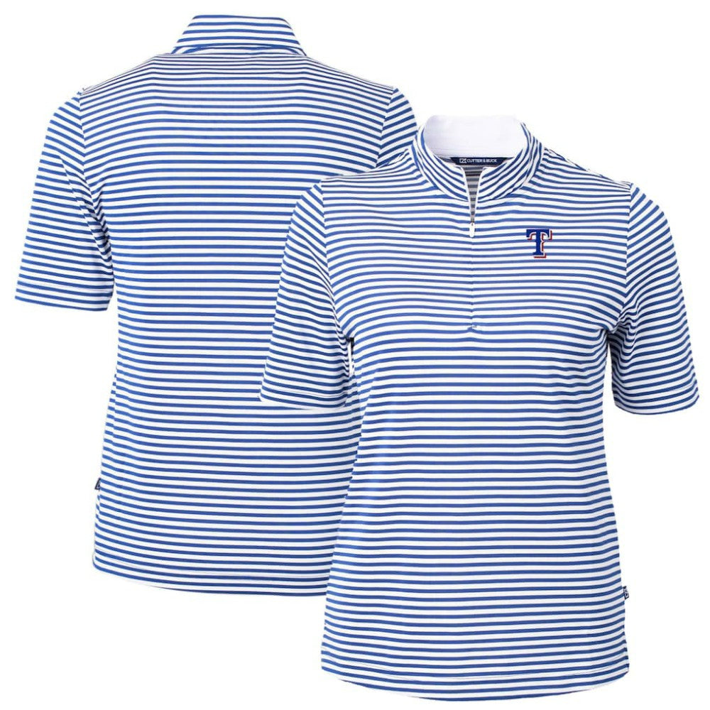 Texas Rangers Cutter & Buck Women's Virtue Eco Pique Stripe Top - Blue