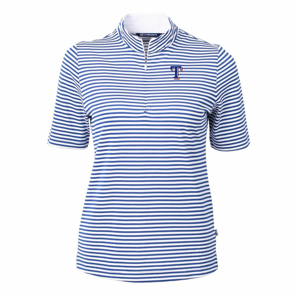 Texas Rangers Cutter & Buck Women's Virtue Eco Pique Stripe Top - Blue