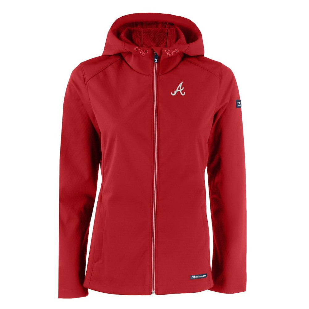 Atlanta Braves Cutter & Buck Women's Evoke Eco Softshell Recycled Full-Zip Jacket - Red
