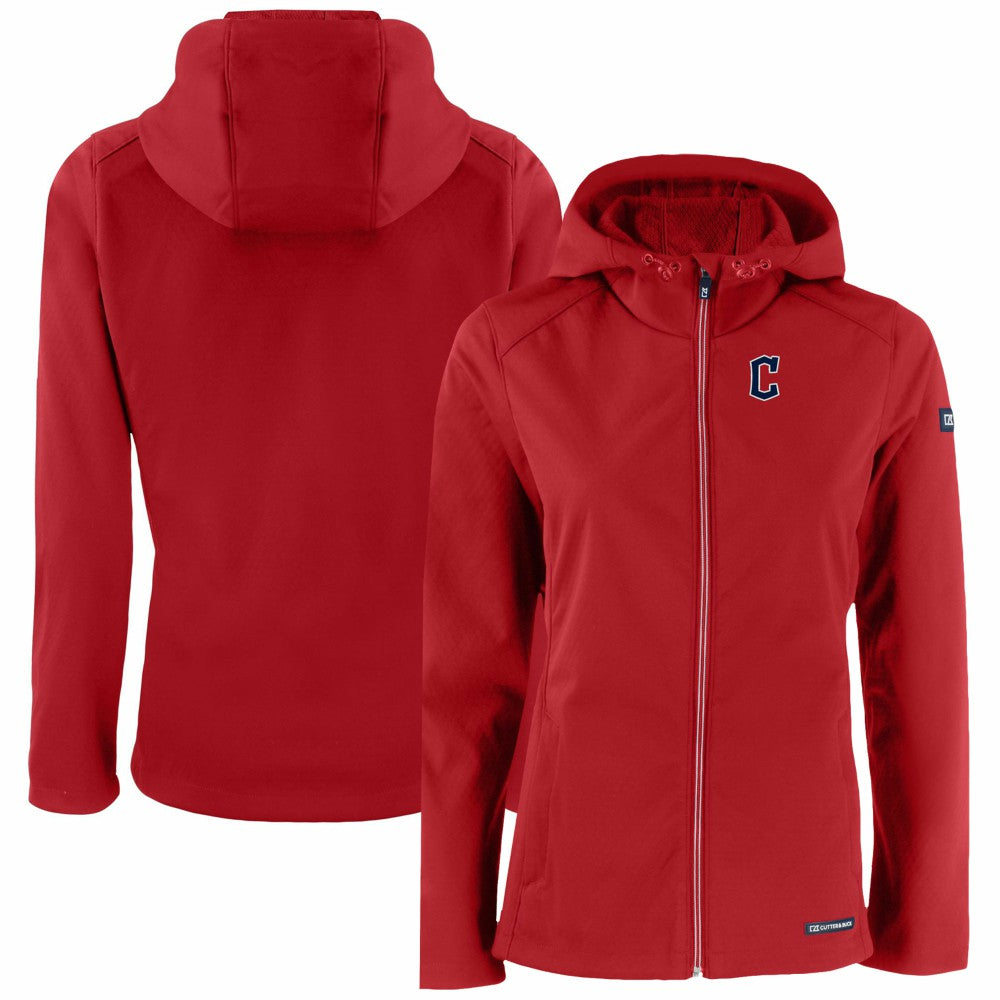 Cleveland Guardians Cutter & Buck Women's Evoke Eco Softshell Recycled Full-Zip Jacket - Red