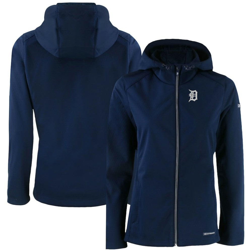 Detroit Tigers Cutter & Buck Women's Evoke Eco Softshell Recycled Full-Zip Jacket - Navy