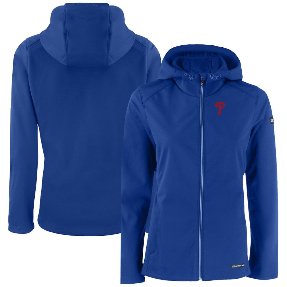 Philadelphia Phillies Cutter & Buck Women's Evoke Eco Softshell Recycled Full-Zip Jacket - Royal