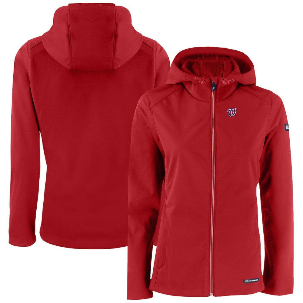 Washington Nationals Cutter & Buck Women's Evoke Eco Softshell Recycled Full-Zip Jacket - Red