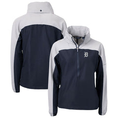 Detroit Tigers Cutter & Buck Women's Charter Eco Recycled Half-Zip Anorak Jacket - Navy