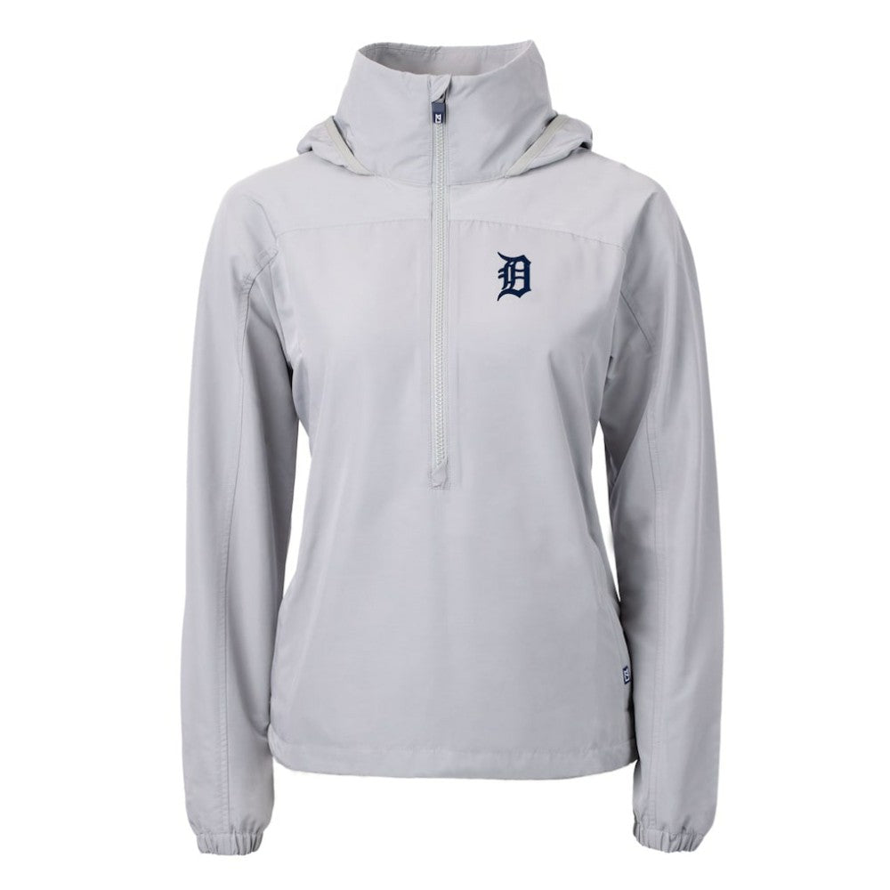 Detroit Tigers Cutter & Buck Women's Charter Eco Recycled Half-Zip Anorak Jacket - Gray