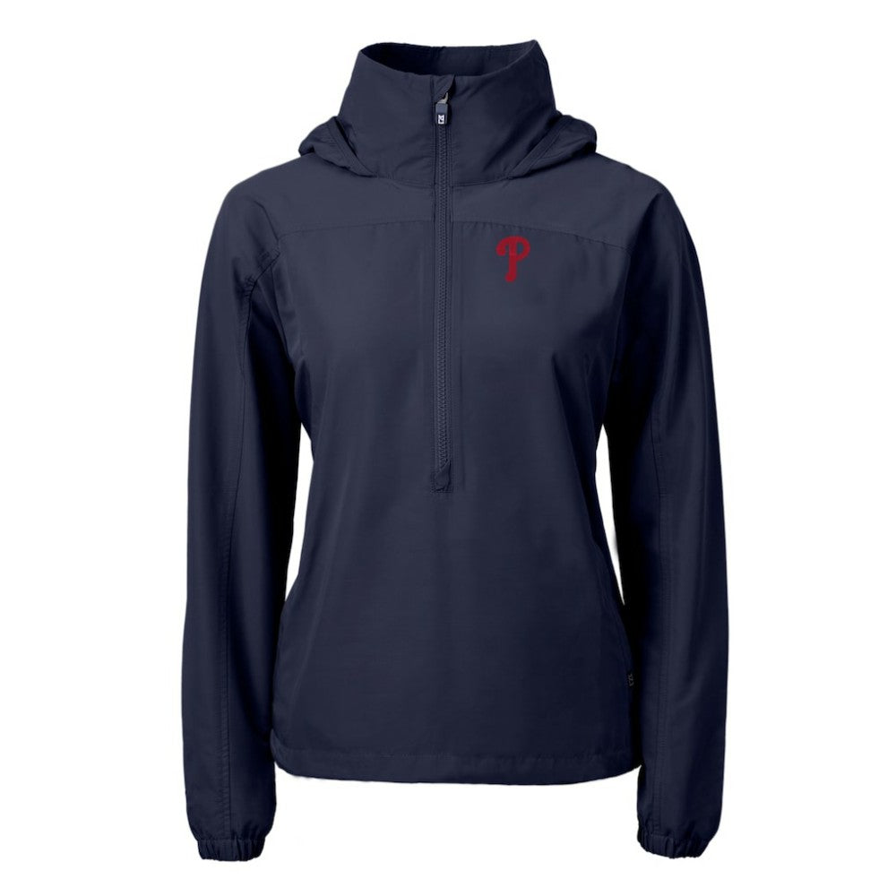 Philadelphia Phillies Cutter & Buck Women's Charter Eco Recycled Half-Zip Anorak Jacket - Navy