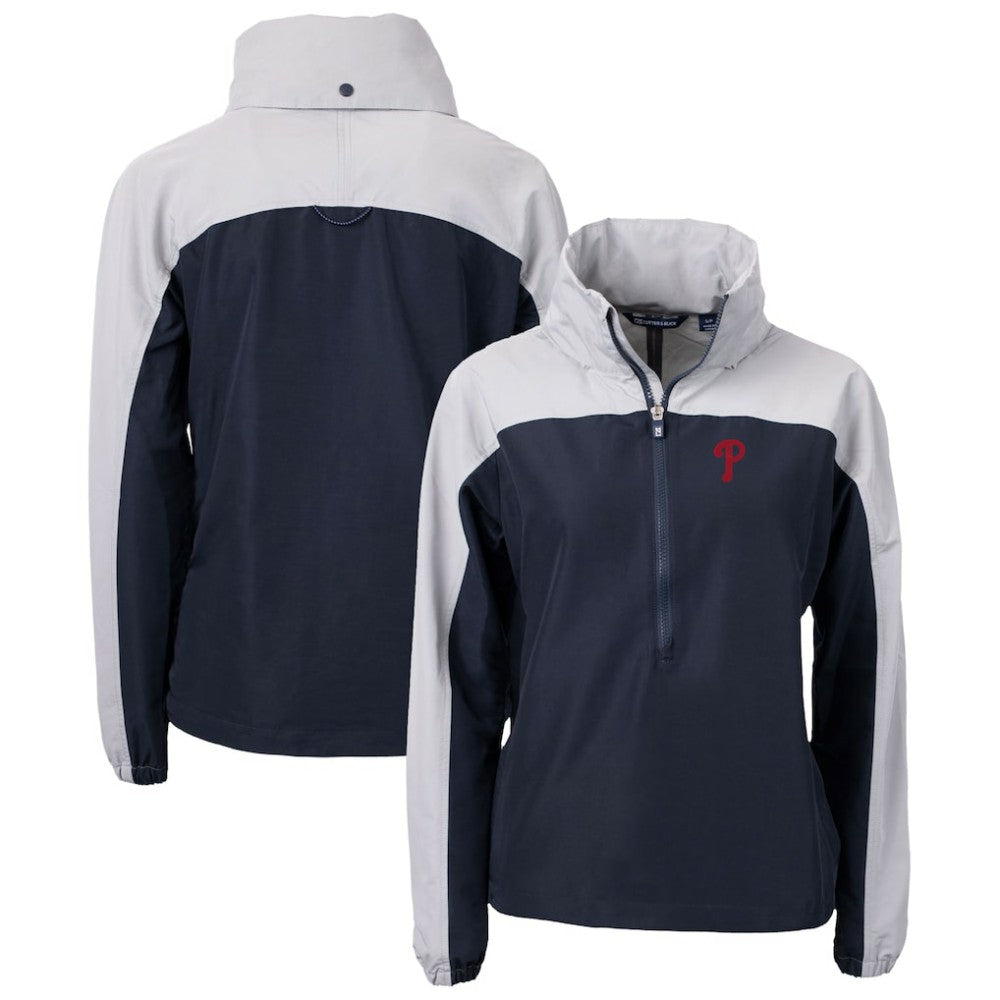 Philadelphia Phillies Cutter & Buck Women's Charter Eco Recycled Half-Zip Anorak Jacket - Navy