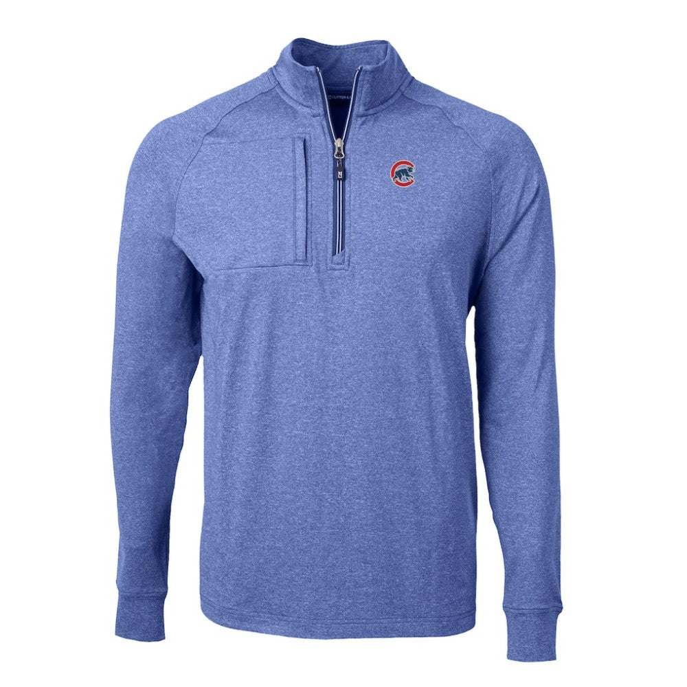 Chicago Cubs Cutter & Buck Big & Tall Adapt Eco Knit Stretch Recycled Quarter-Zip Pullover Top - Heather Royal