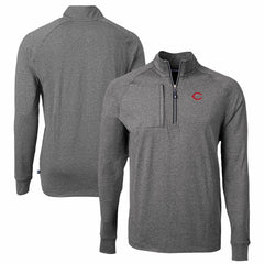 Cincinnati Reds Cutter & Buck Big & Tall Adapt Eco Knit Stretch Recycled Quarter-Zip Pullover Top - Heather Black