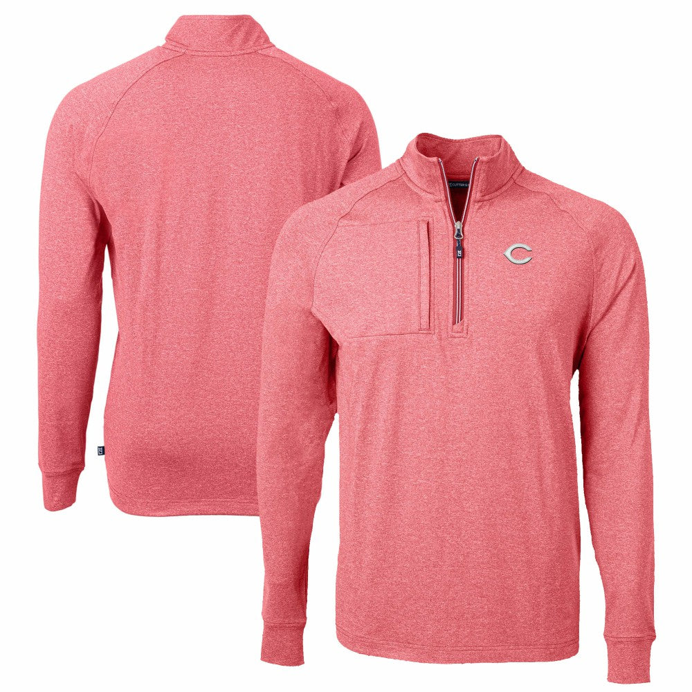 Cincinnati Reds Cutter & Buck Big & Tall Adapt Eco Knit Stretch Recycled Quarter-Zip Pullover Top - Heather Red