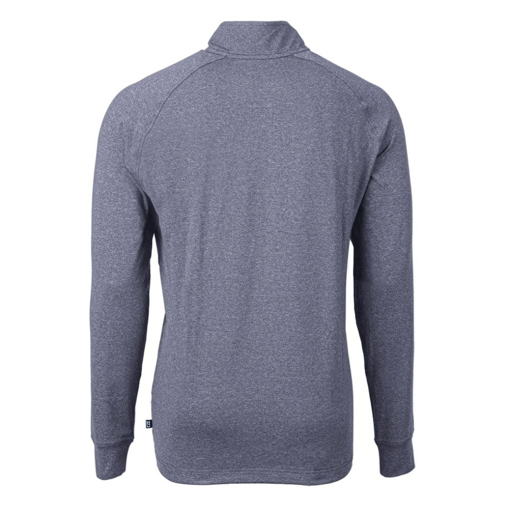 Milwaukee Brewers Cutter & Buck Big & Tall Adapt Eco Knit Stretch Recycled Quarter-Zip Pullover Top - Heather Navy