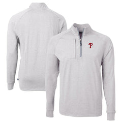 Philadelphia Phillies Cutter & Buck Big & Tall Adapt Eco Knit Stretch Recycled Quarter-Zip Pullover Top - Heather Gray