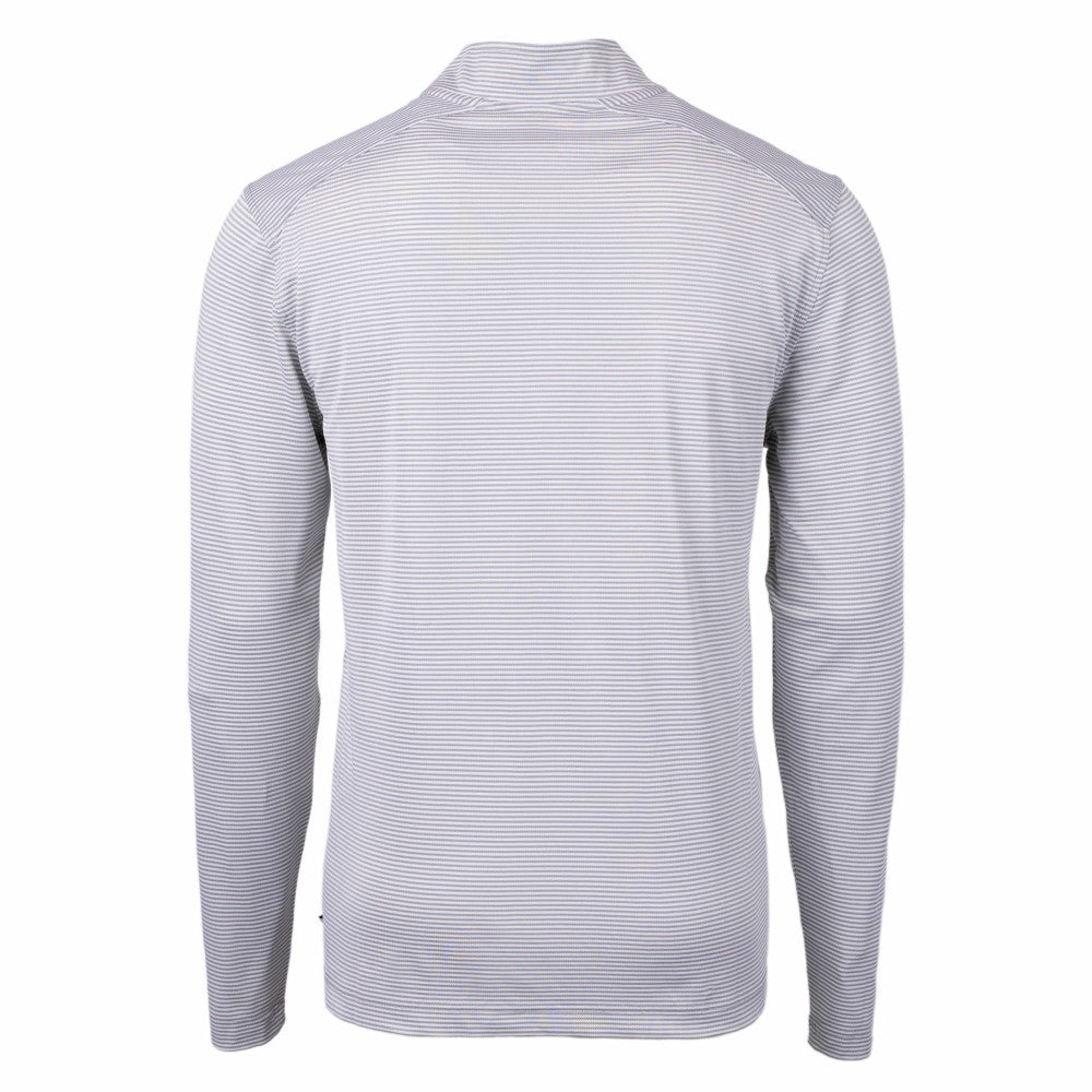 Cleveland Guardians Cutter & Buck Virtue Eco Pique Micro Stripe Big & Tall Recycled Quarter-Zip Pullover Top - Gray/White