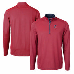 Cleveland Guardians Cutter & Buck Virtue Eco Pique Micro Stripe Big & Tall Recycled Quarter-Zip Pullover Top - Red/Navy