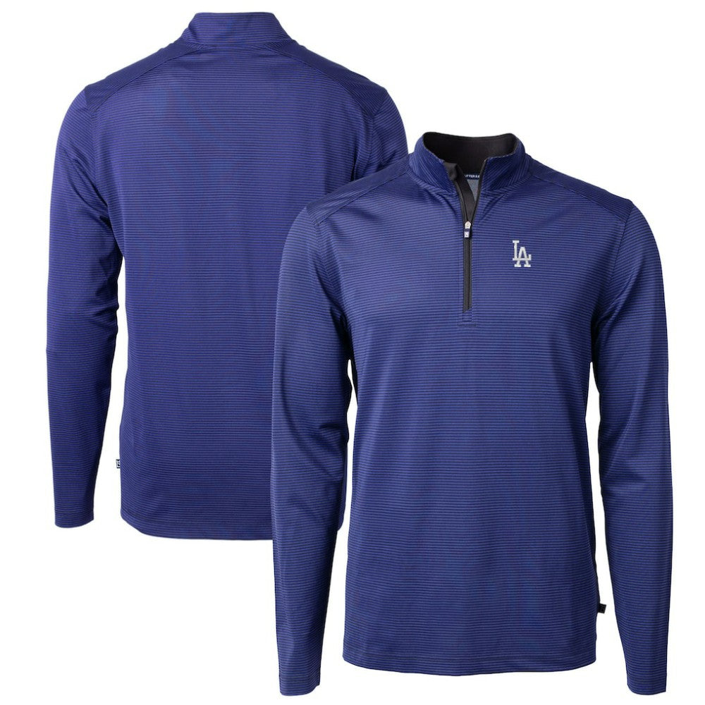 Los Angeles Dodgers Cutter & Buck Virtue Eco Pique Micro Stripe Big & Tall Recycled Quarter-Zip Pullover Top - Royal/Black