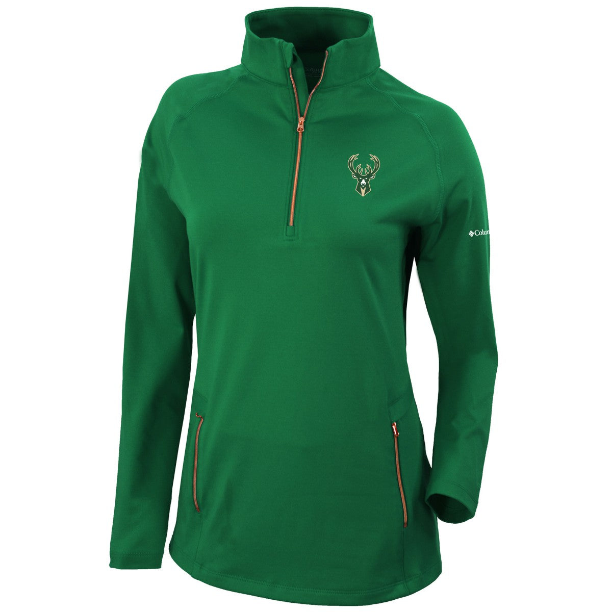 Milwaukee Bucks Women's Omni-Wick Outward Nine Quarter-Zip Pullover Top - Forest Green | Columbia online