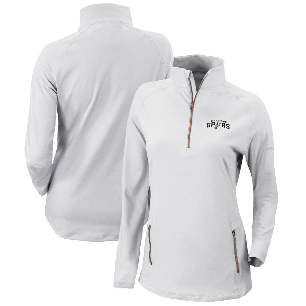 San Antonio Spurs Women's Omni-Wick Outward Nine Quarter-Zip Pullover Top - White | Columbia discount