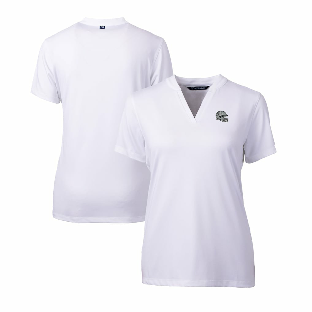 NFL Las Vegas Raiders Cutter & Buck Women's Helmet Logo DryTec Forge Stretch V-Neck Blade Top