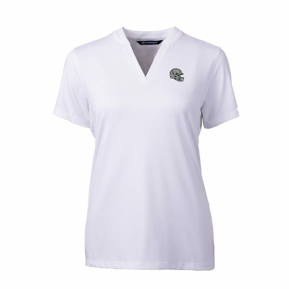 NFL Las Vegas Raiders Cutter & Buck Women's Helmet Logo DryTec Forge Stretch V-Neck Blade Top