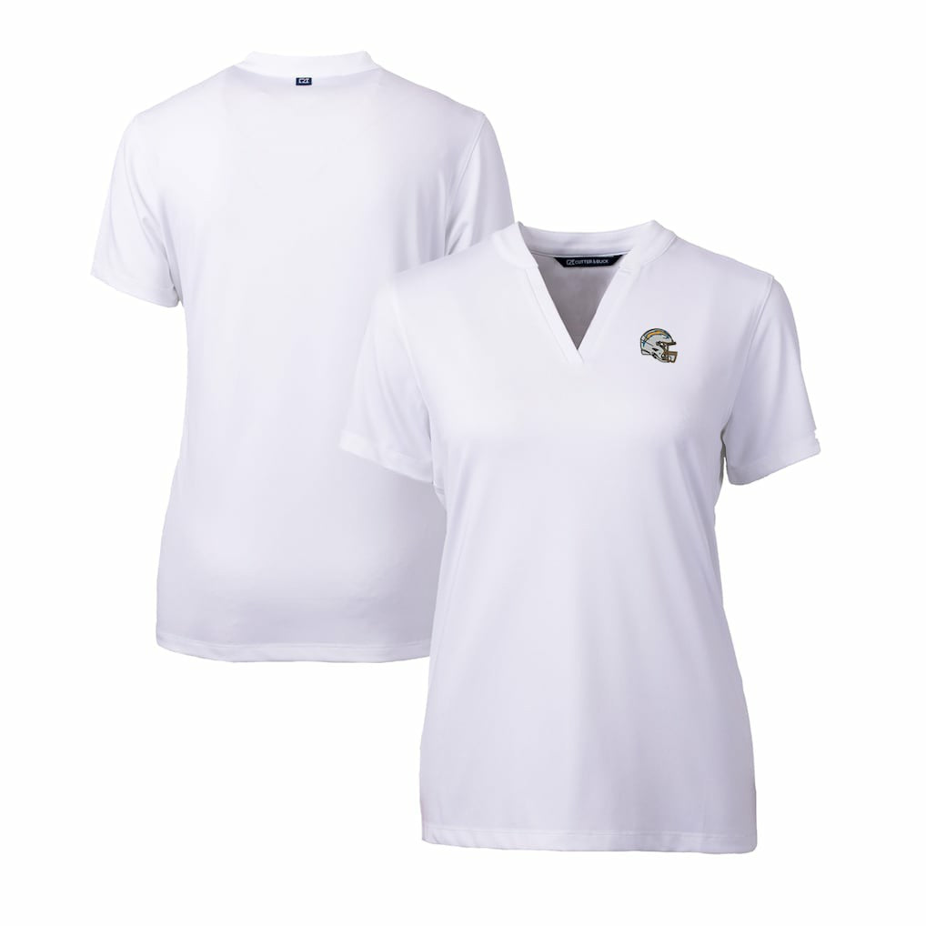 NFL Los Angeles Chargers Cutter & Buck Women's Helmet Logo DryTec Forge Stretch V-Neck Blade Top