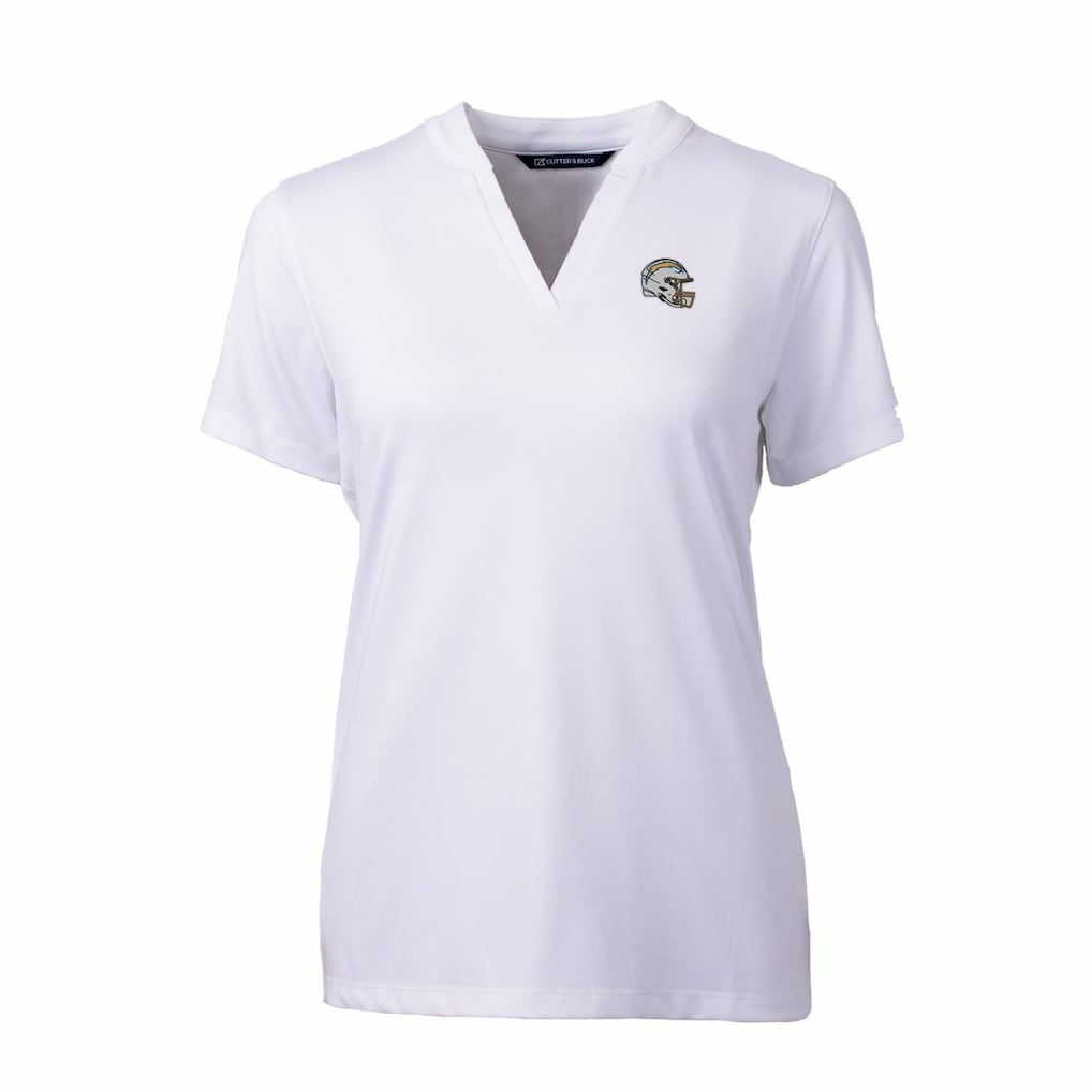 NFL Los Angeles Chargers Cutter & Buck Women's Helmet Logo DryTec Forge Stretch V-Neck Blade Top