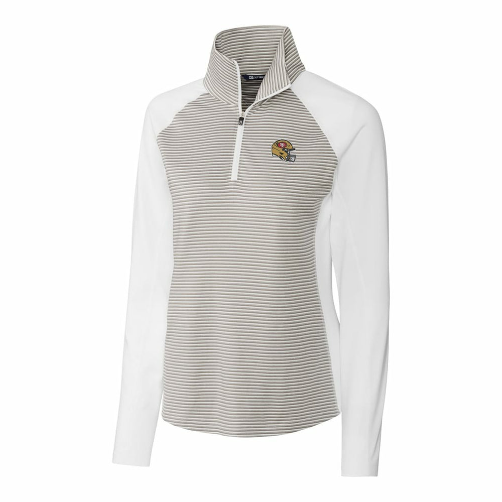 NFL San Francisco 49ers Cutter & Buck Women's Helmet Logo DryTec Forge Tonal Stripe Stretch Half-Zip Top