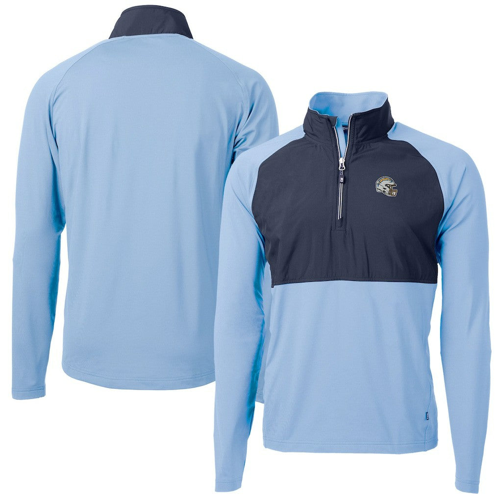 NFL Los Angeles Chargers Cutter & Buck Helmet Adapt Eco Knit Hybrid Recycled Quarter-Zip Pullover Top