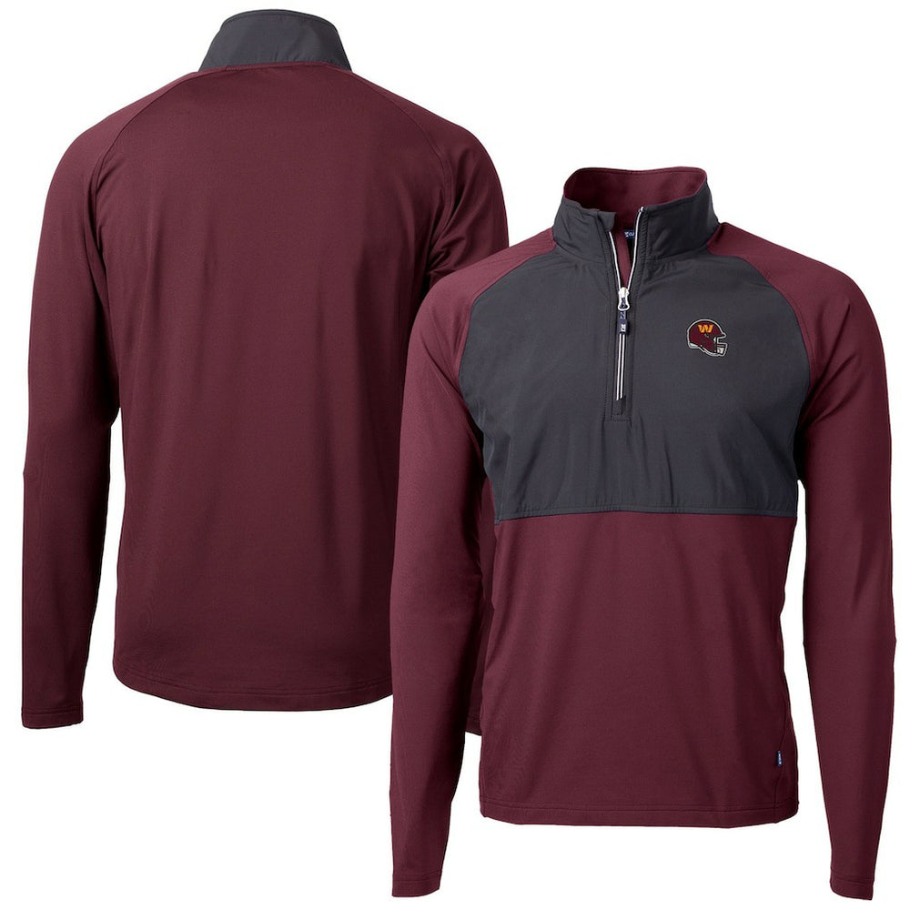 NFL Washington Commanders Cutter & Buck Helmet Adapt Eco Knit Hybrid Recycled Quarter-Zip Pullover Top