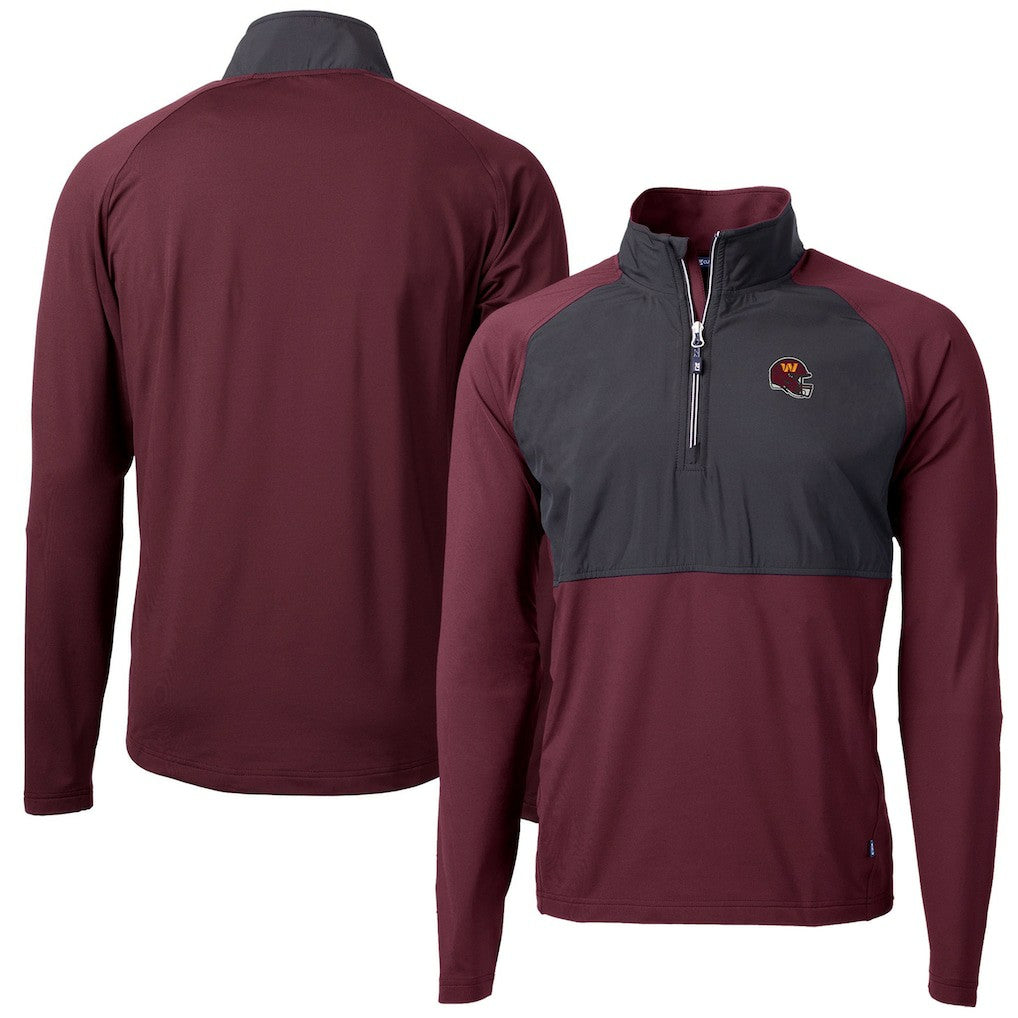 NFL Washington Commanders Cutter & Buck Helmet Adapt Eco Knit Hybrid Recycled Quarter-Zip Pullover Top