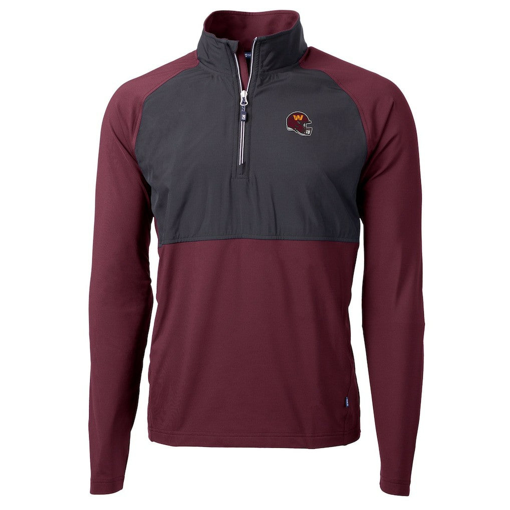 NFL Washington Commanders Cutter & Buck Helmet Adapt Eco Knit Hybrid Recycled Quarter-Zip Pullover Top