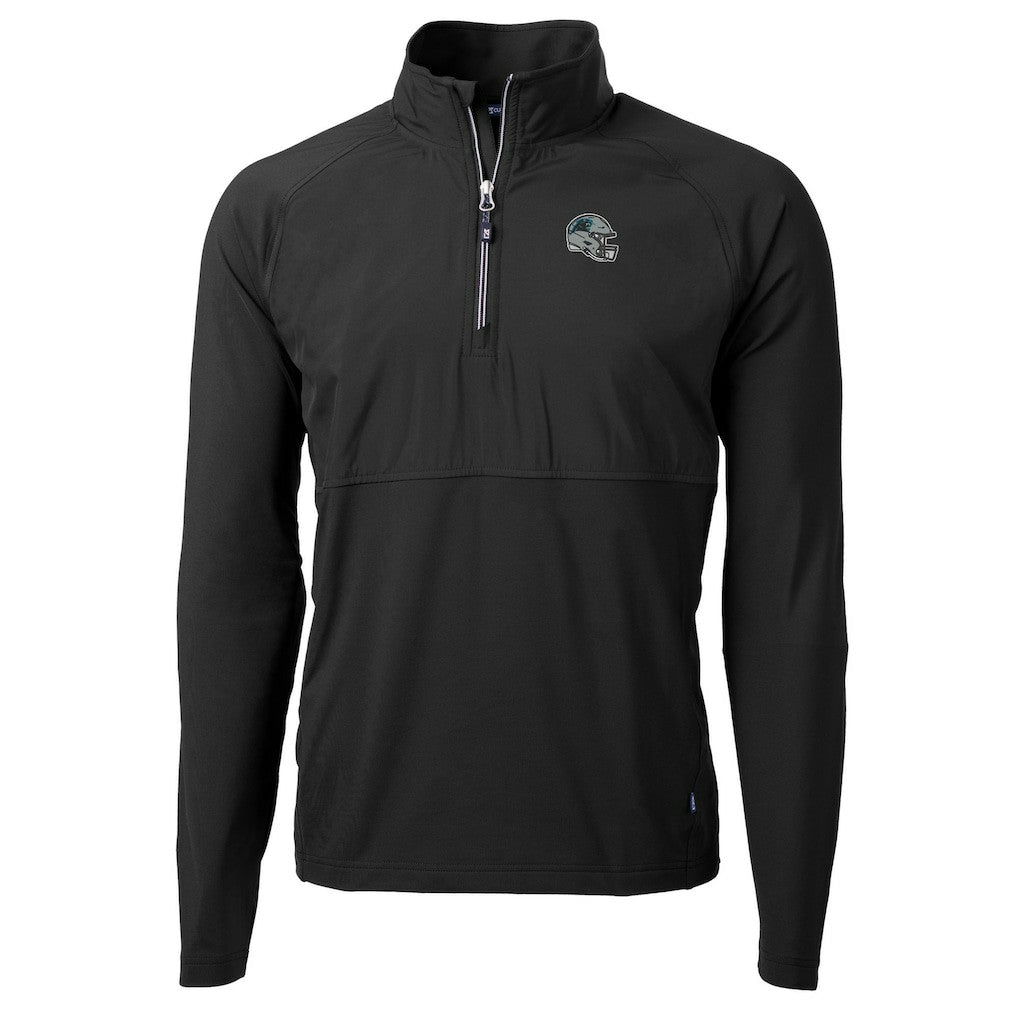 NFL Carolina Panthers Cutter & Buck Helmet Adapt Eco Knit Hybrid Recycled Quarter-Zip Pullover Top