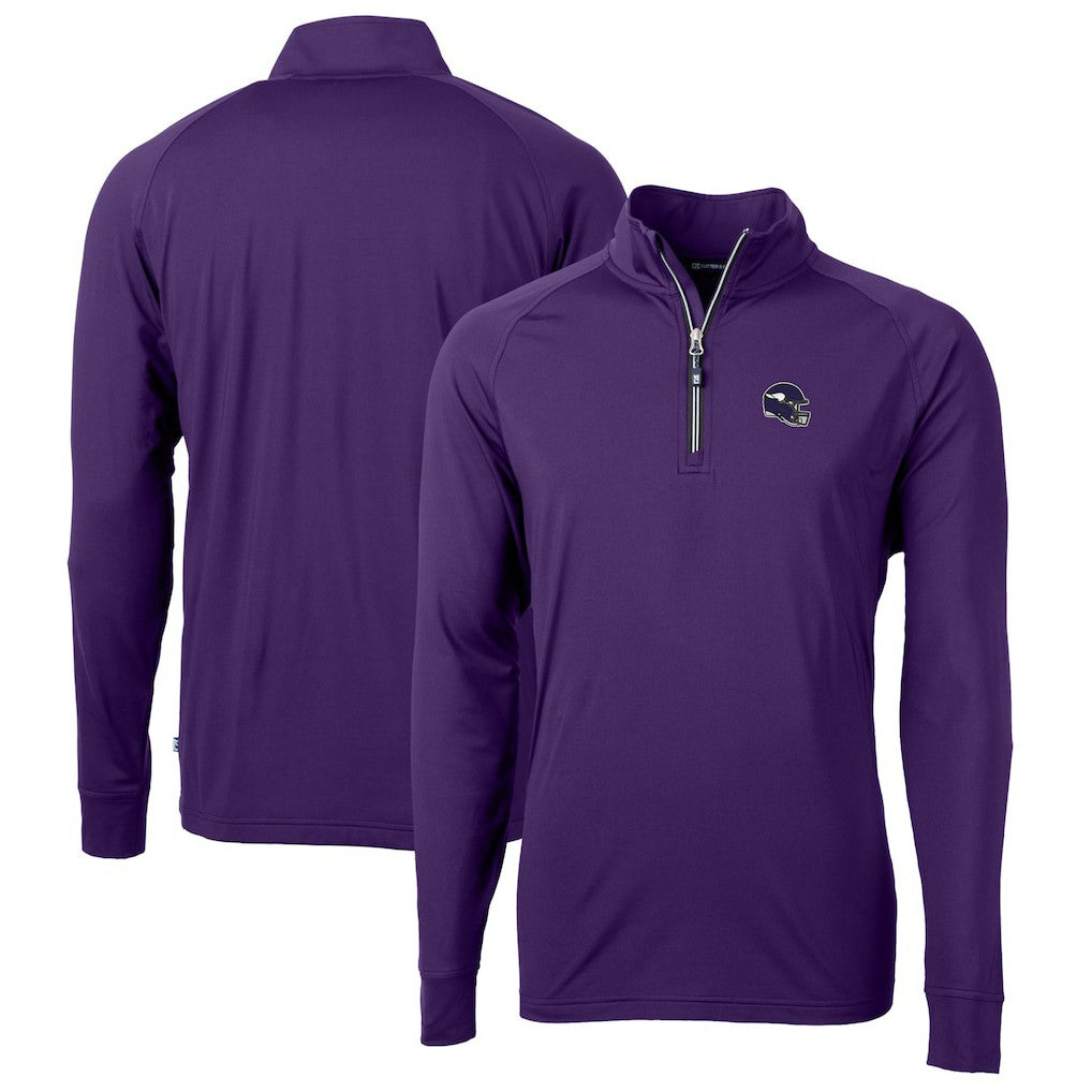 NFL Minnesota Vikings Cutter & Buck Helmet Adapt Eco Knit Stretch Recycled Quarter-Zip Pullover Top