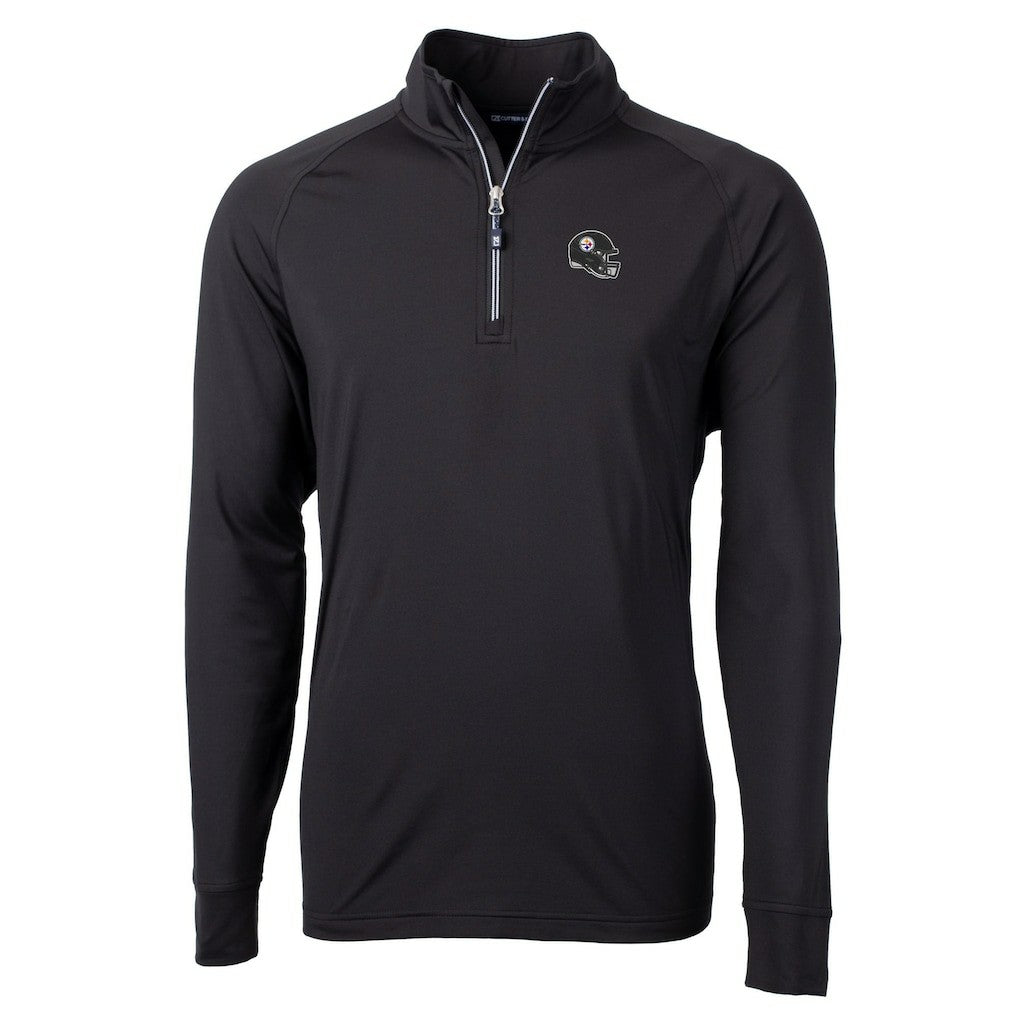 NFL Pittsburgh Steelers Cutter & Buck Helmet Adapt Eco Knit Stretch Recycled Quarter-Zip Pullover Top