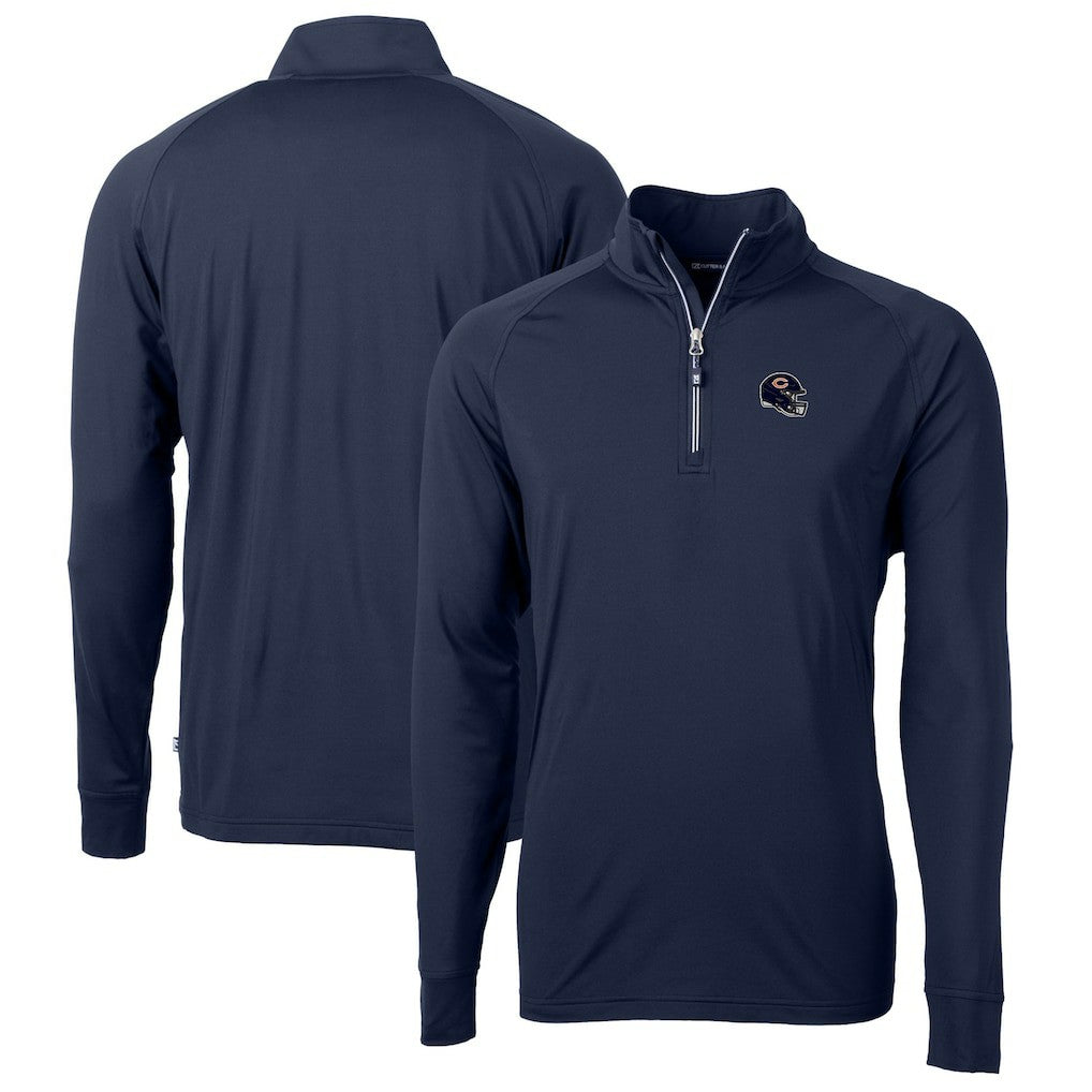 NFL Chicago Bears Cutter & Buck Helmet Adapt Eco Knit Stretch Recycled Quarter-Zip Pullover Top