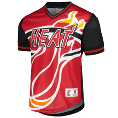 Miami Heat Jumbotron 3.0 Mesh V-Neck T-Shirt - Red | Mitchell & Ness discount