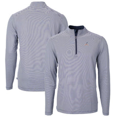 Atlanta Braves Cutter & Buck Americana Logo Big & Tall Virtue Eco Pique Recycled Quarter-Zip Pullover Top - Navy
