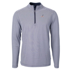 Atlanta Braves Cutter & Buck Americana Logo Big & Tall Virtue Eco Pique Recycled Quarter-Zip Pullover Top - Navy