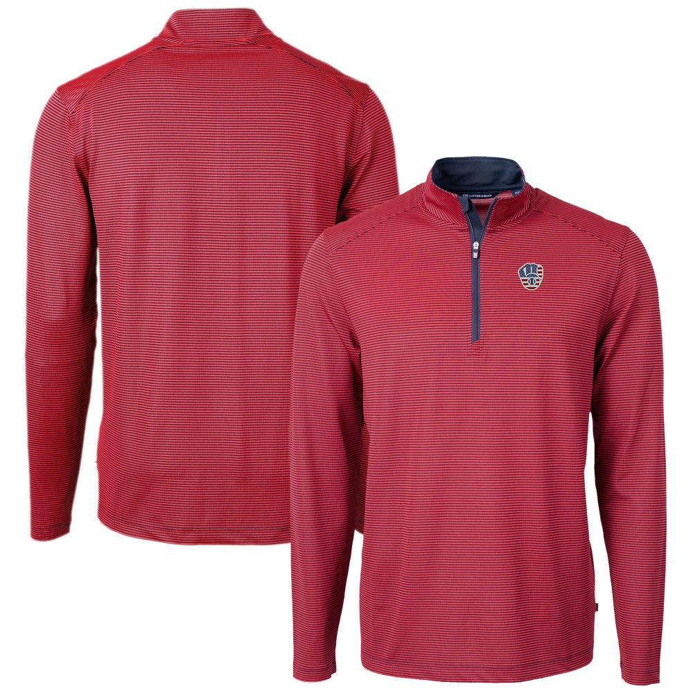 Milwaukee Brewers Cutter & Buck Americana Logo Big & Tall Virtue Eco Pique Recycled Quarter-Zip Pullover Top - Red