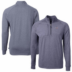 Cincinnati Reds Cutter & Buck Americana Logo Big & Tall Adapt Eco Knit Stretch Recycled Quarter-Zip Pullover Top - Heather Navy