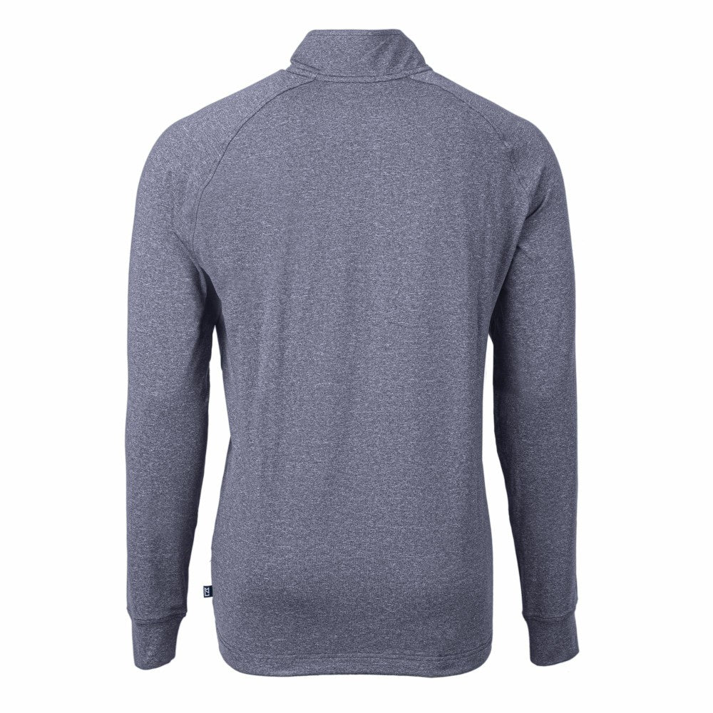 Cincinnati Reds Cutter & Buck Americana Logo Big & Tall Adapt Eco Knit Stretch Recycled Quarter-Zip Pullover Top - Heather Navy