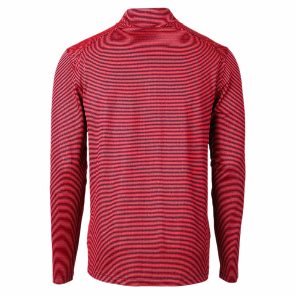 Cleveland Guardians Cutter & Buck Americana Logo Virtue Eco Pique Stripe Recycled Quarter-Zip Pullover Top - Red