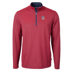 St. Louis Cardinals Cutter & Buck Americana Logo Virtue Eco Pique Stripe Recycled Quarter-Zip Pullover Top - Red