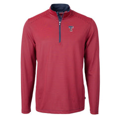 Texas Rangers Cutter & Buck Americana Logo Virtue Eco Pique Stripe Recycled Quarter-Zip Pullover Top - Red